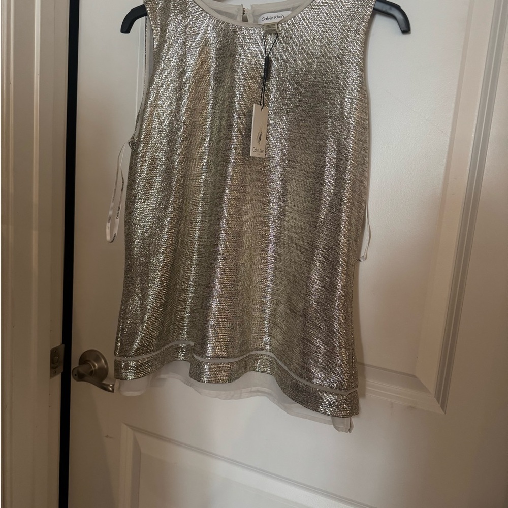 Calvin Klein Silver Sleeveless Top